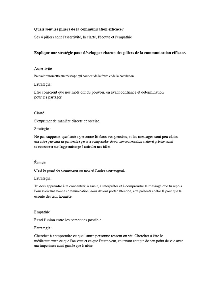 4 piliers de la communication efficace | PDF