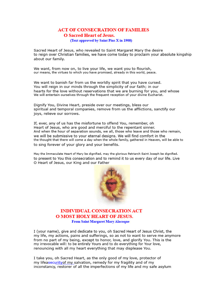 Consecration Prayer to Sacred Heart | PDF | Glory (Religion) | Jesus