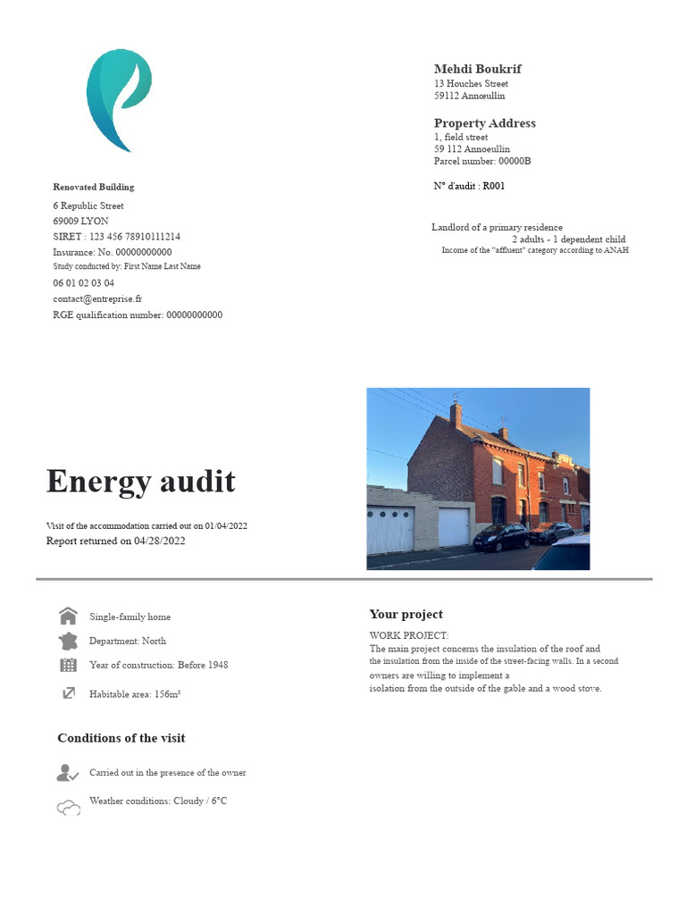 Energy Audit Report for Home Renovation | PDF | Building Insulation ...