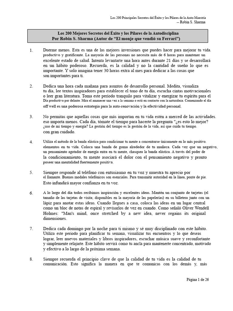 200 Secretos para el Éxito Personal | PDF | Mente | Pensamiento