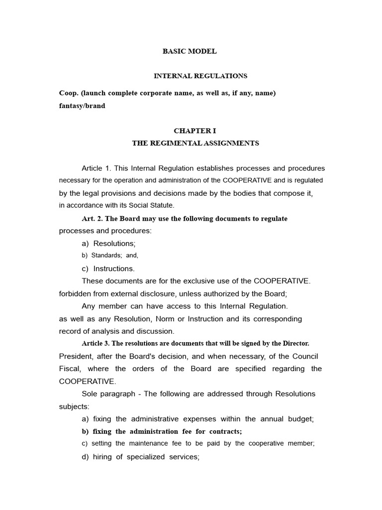 Cooperative Internal Regulations Guide | PDF | United Nations General ...