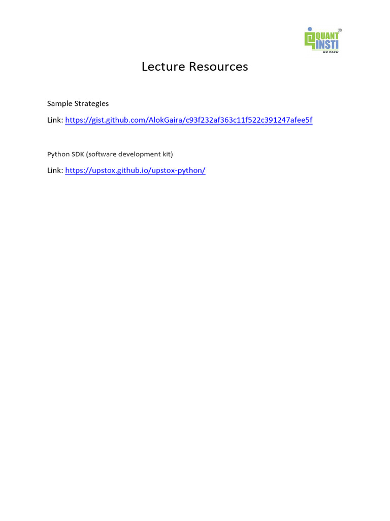 7. Upstox API Lecture Resources | PDF