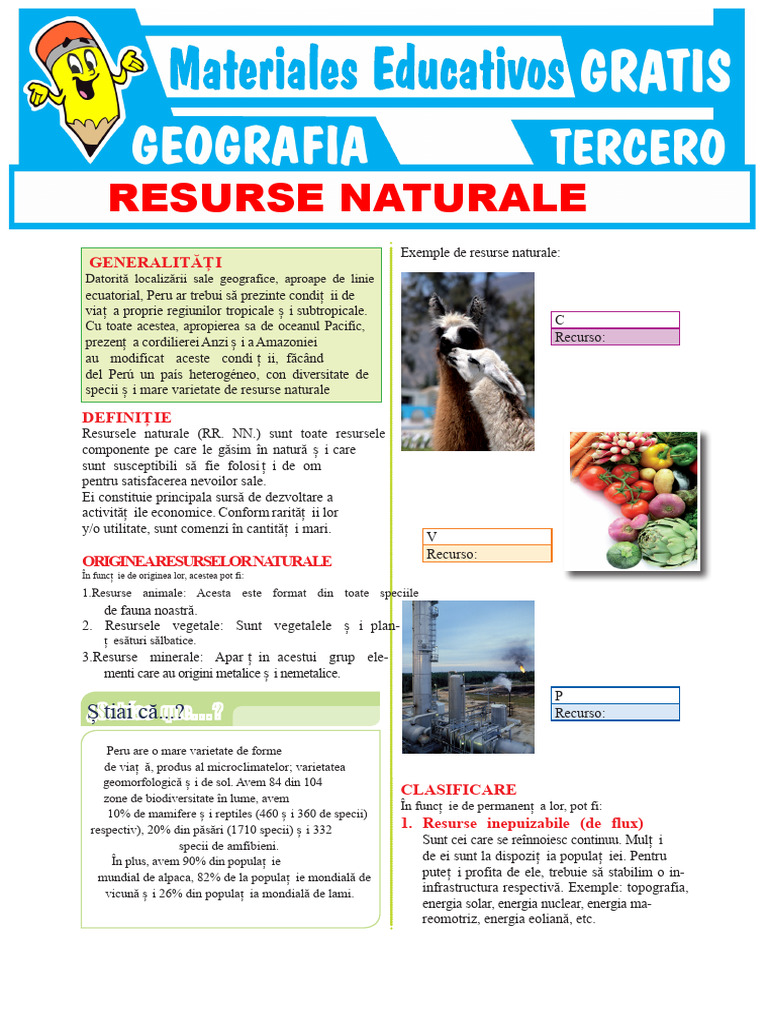 Resurse-Naturale-Pentru-Clasa A Treia de Liceu | PDF