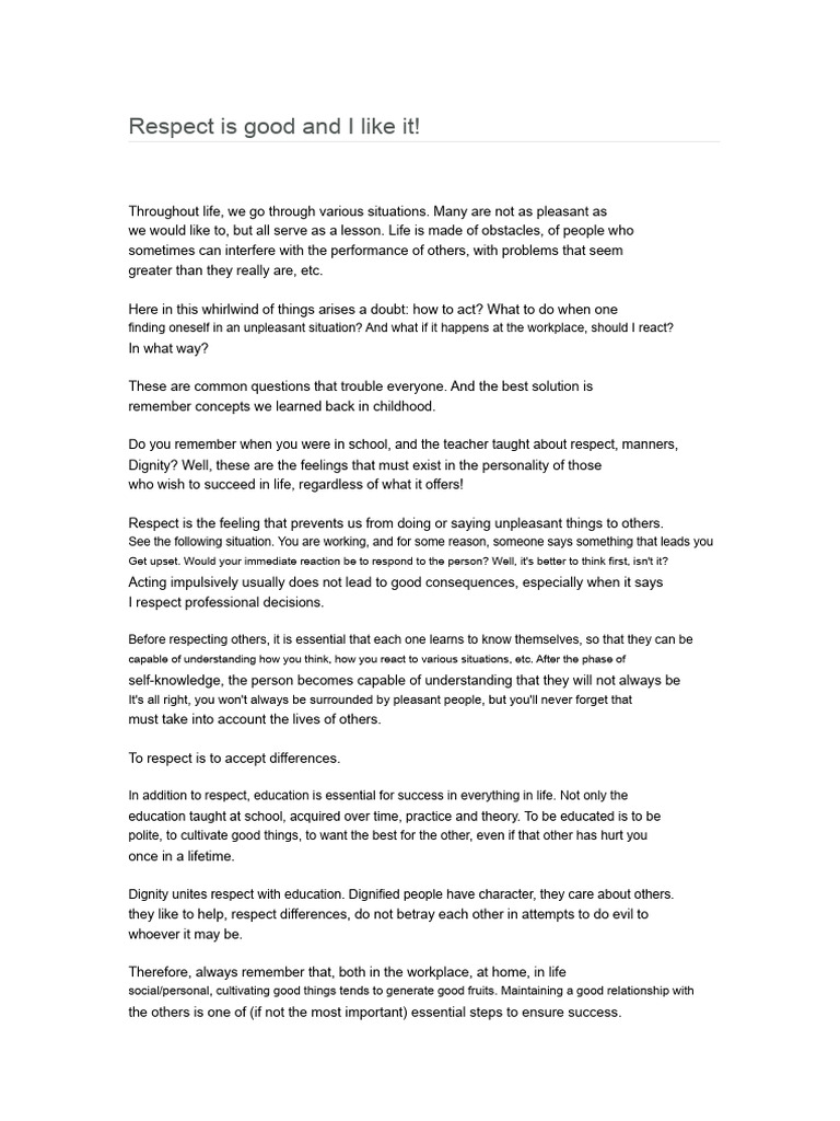 Cultivating Respect for Success | PDF | Dignity | Cognition