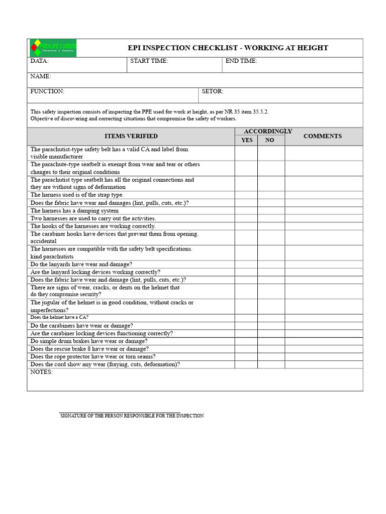 02 Inspection Checklist for PPE | PDF