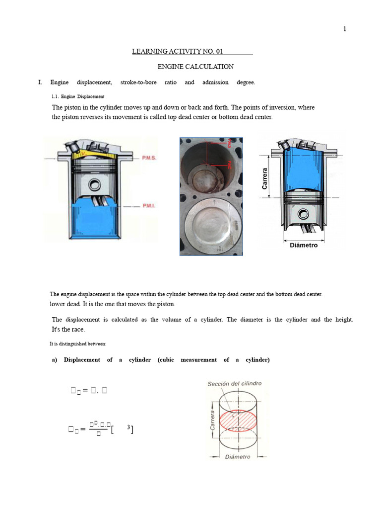 Engine Displacement and Compression Ratio Guide | PDF | Engines | Piston