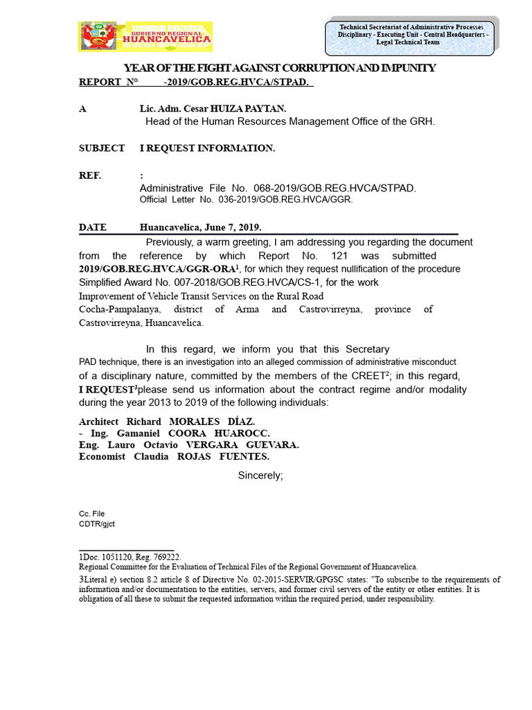 Report Requesting Information | PDF