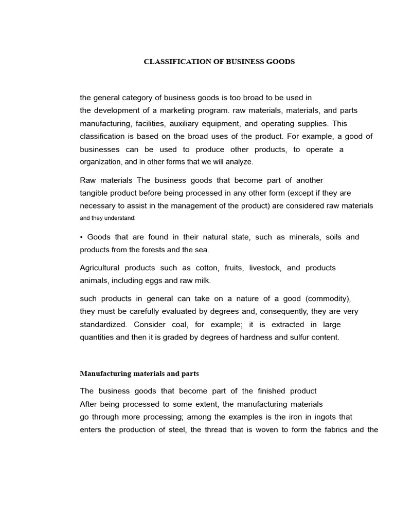 Business Goods Classification Explained | PDF | Goods | Marketing