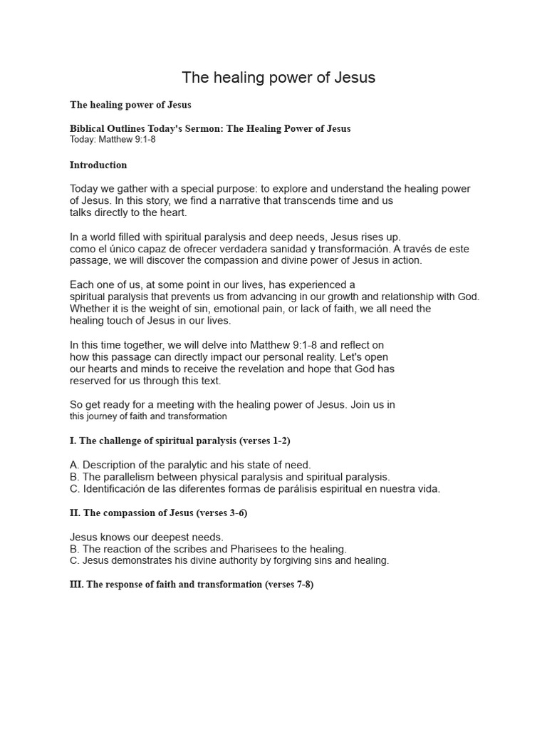 The Healing Power of Jesus | PDF | Jesus | Gospel Of Matthew