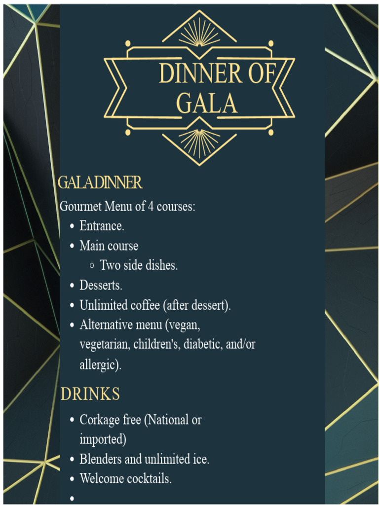 Gala Dinner Event Details and Offerings | PDF