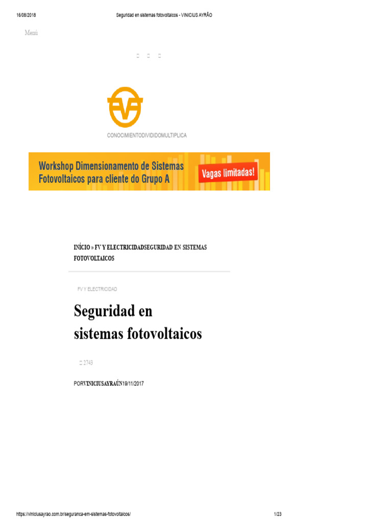 Seguridad en Sistemas Fotovoltaicos | PDF | Fotovoltaica | Sistema ...