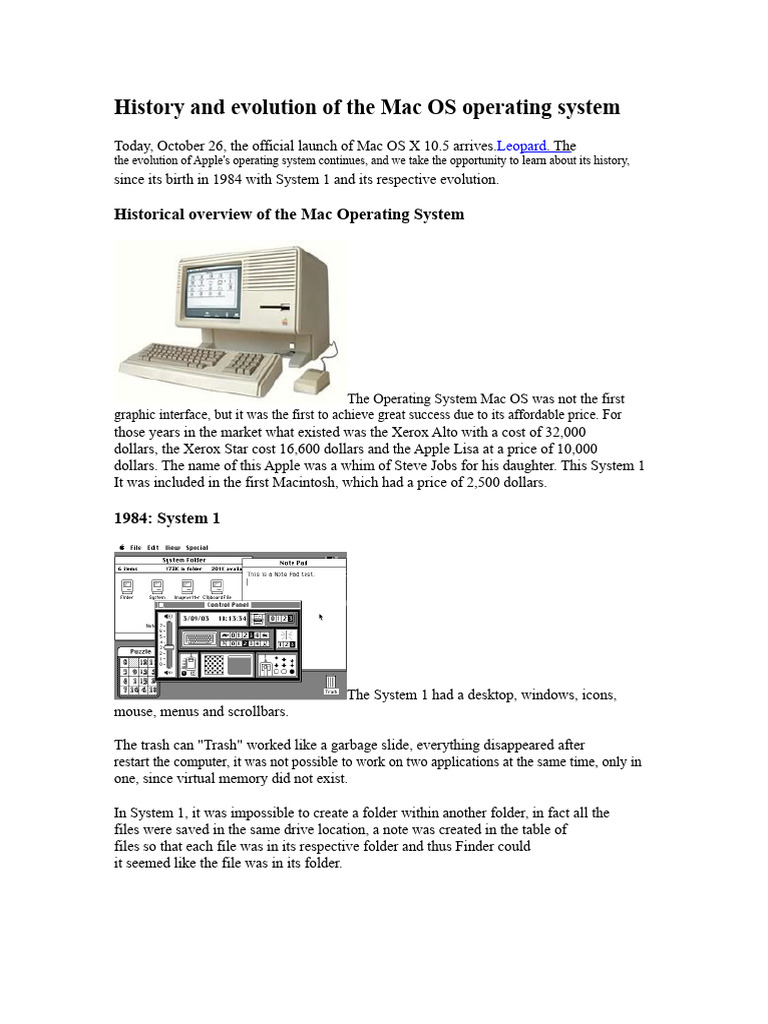 Mac OS Evolution: From System 1 to X | PDF | Mac Os | Mac Os X Leopard