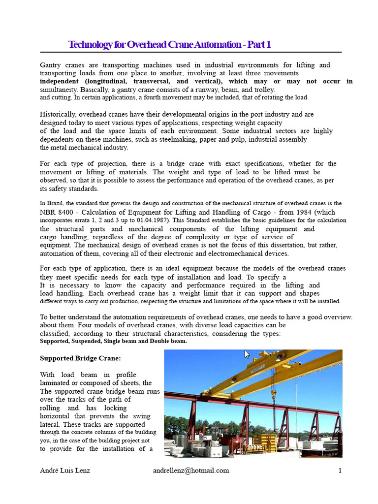 Overview of Gantry Crane Automation | PDF | Crane (Machine) | Automation