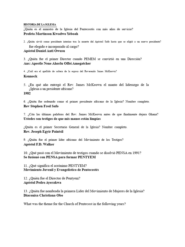Historia de La Iglesia | PDF | Pentecostalismo