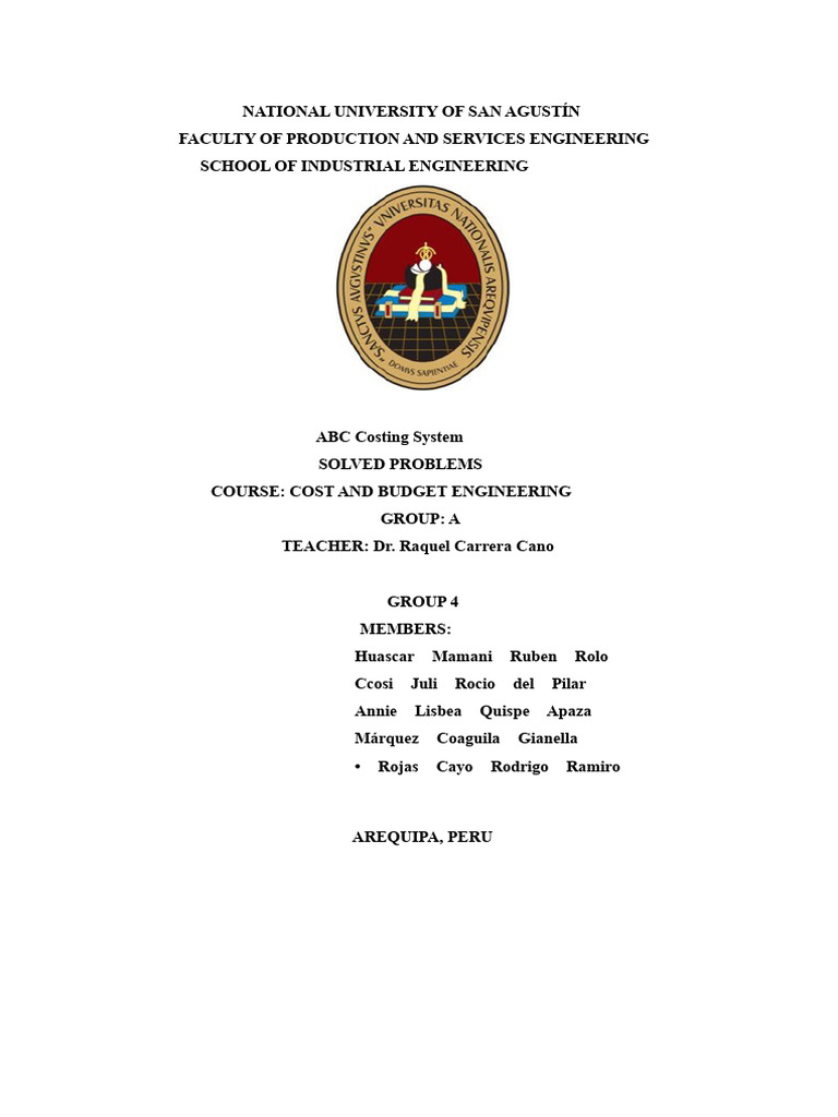 Group 4 - Resolved Problems ABC Costing - Updated (1) | PDF ...