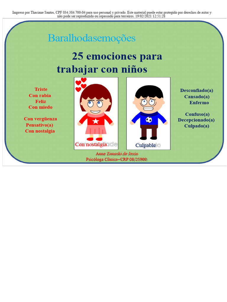 25 Emociones para Niños | PDF | Las emociones | Conceptos psicologicos