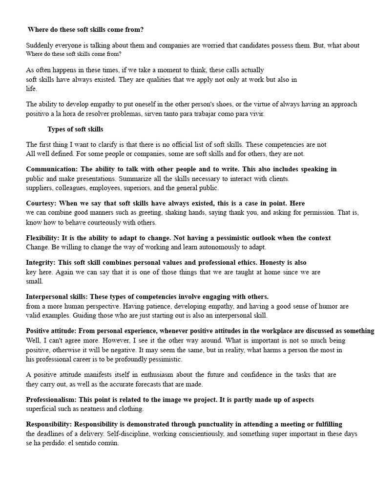 Essential Soft Skills for Job Success | PDF | Skill | Communication