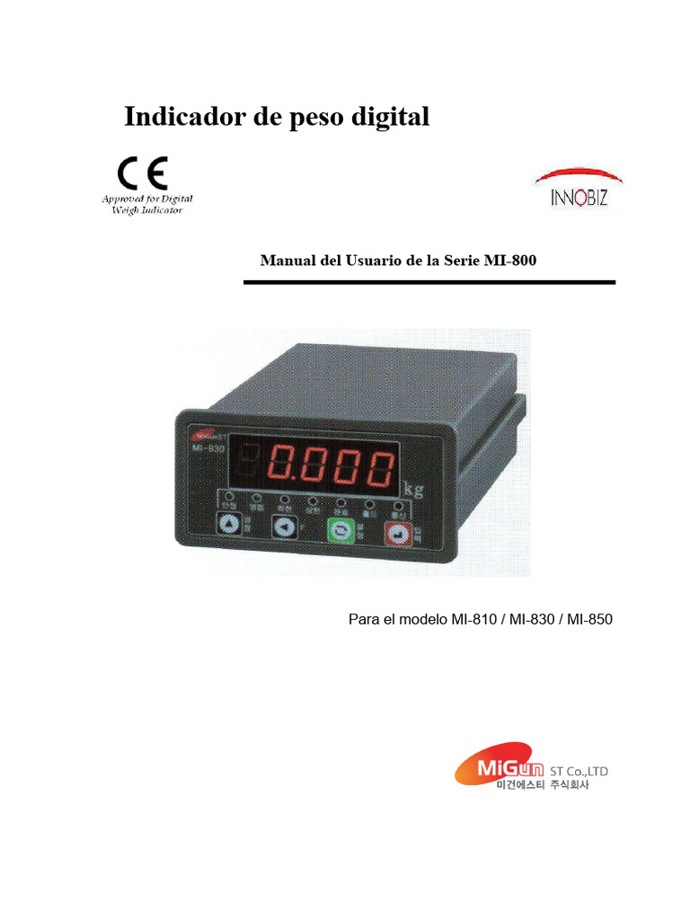 Manual de Usuario MI-800: Indicador de Peso | PDF | Electricidad ...
