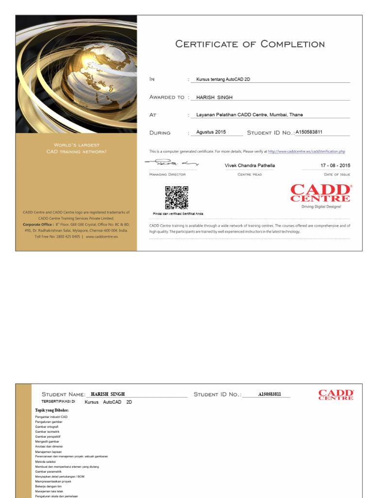 Sertifikat Caddcentre | PDF