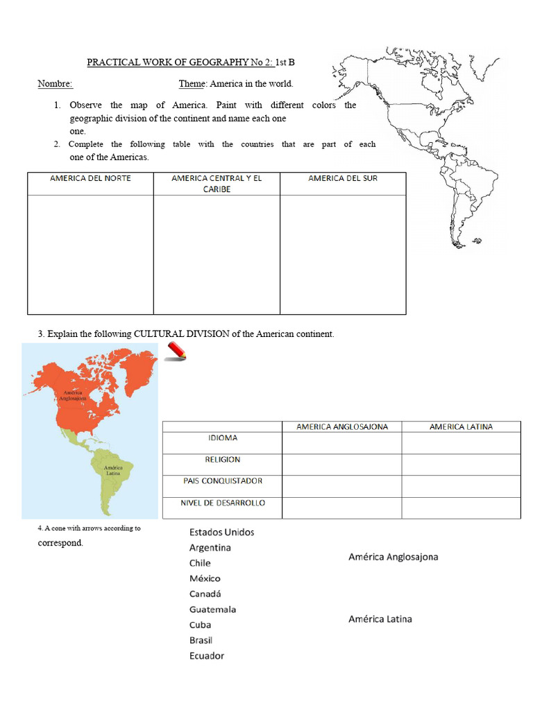 Geography of America: Practical Activities | PDF