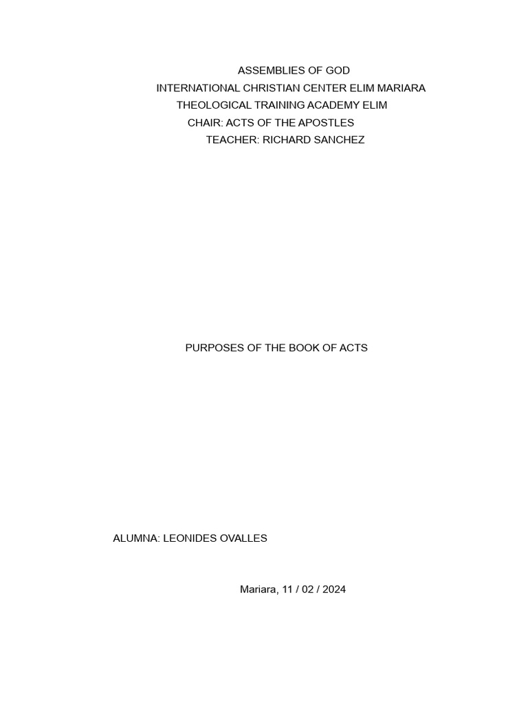 Purpose of The Book of Acts | PDF | Acts Of The Apostles | Jesus