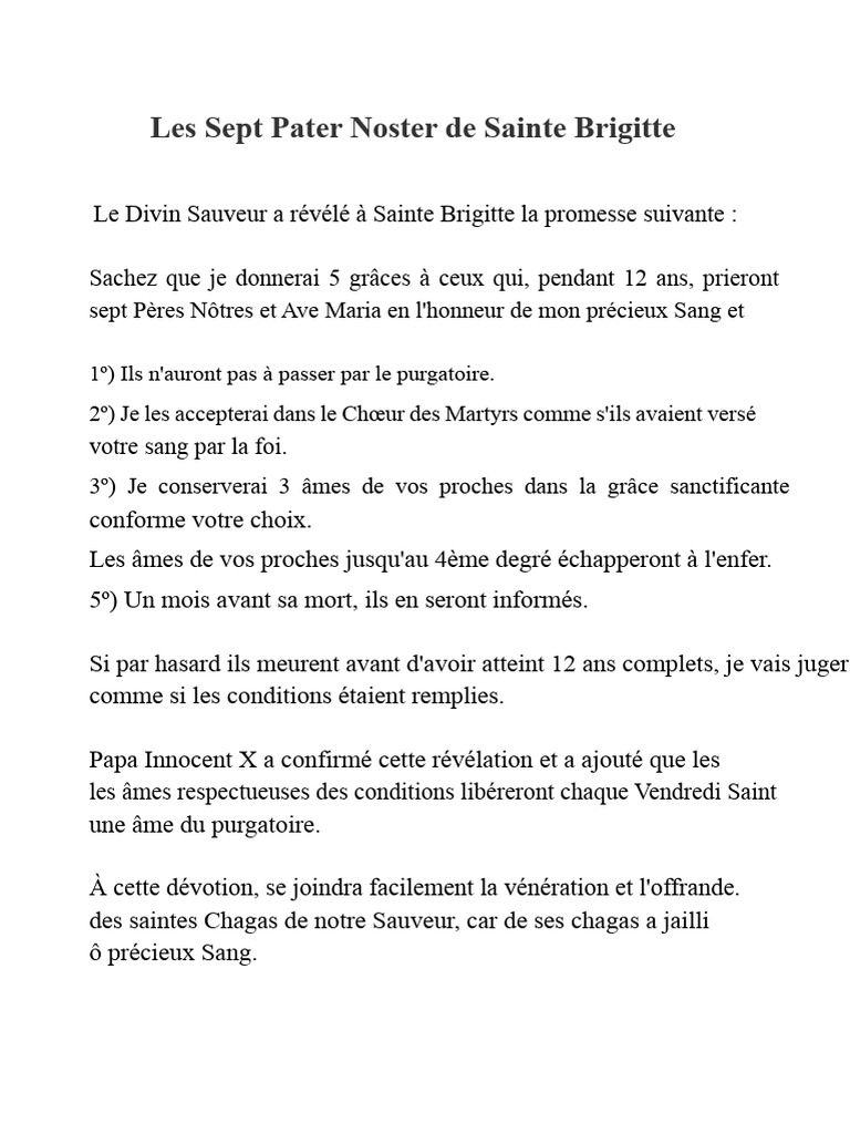 Sept Pater Noster de Sainte Brigitte | PDF | Jésus | Purgatoire