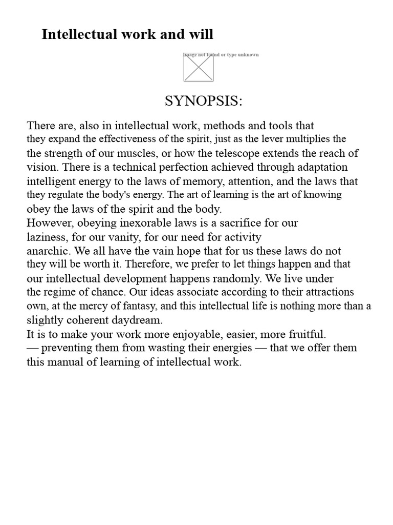 Intellectual Work and Will | PDF