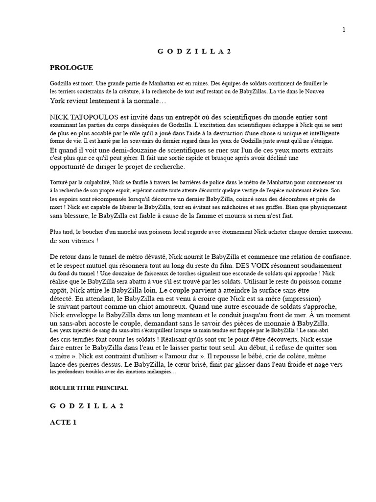 Godzilla 2 : La résurgence du danger | PDF