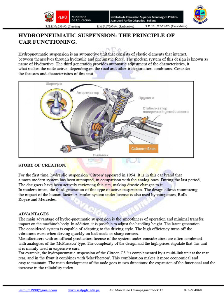 Hydropneumatic Suspension Overview | PDF | Mechanical Engineering ...