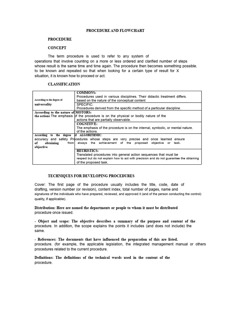 Procedure and Flowchart Overview | PDF