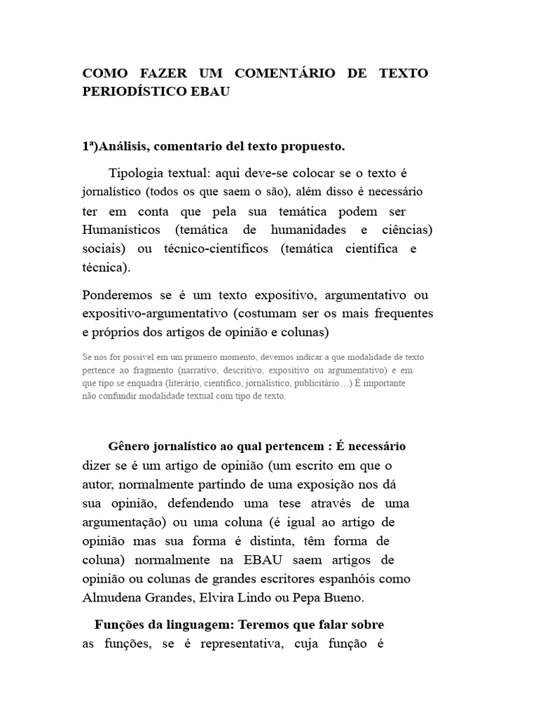 Guia para Comentário de Texto Jornalístico | PDF | Argumento | Comunicação