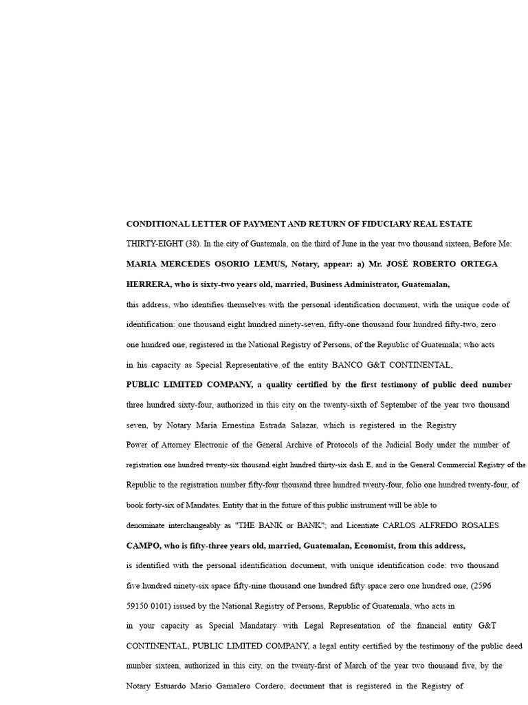 Conditional Payment Letter for Real Estate | PDF | Deed | Natural ...