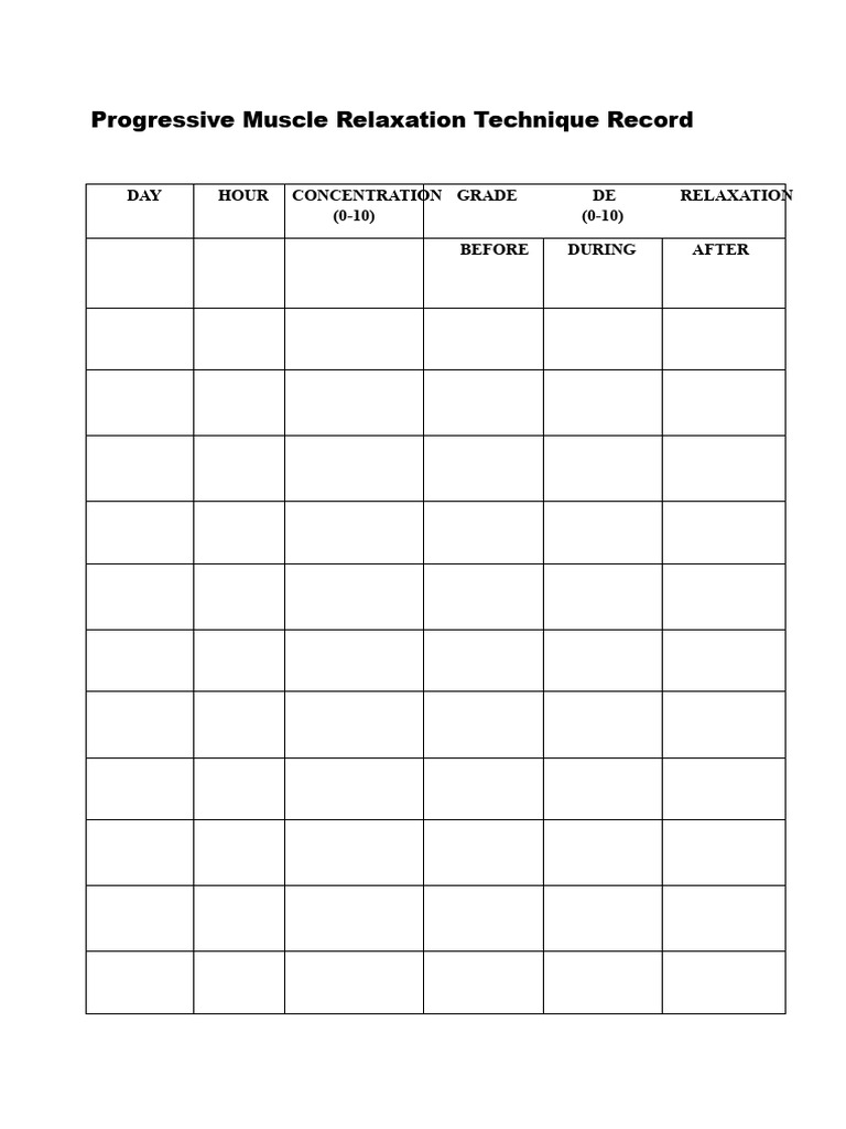 Progressive Muscle Relaxation Technique Record.docx | PDF