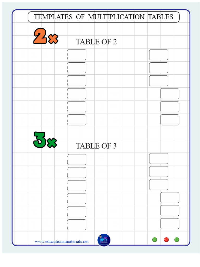 Multiplication Table Templates | PDF