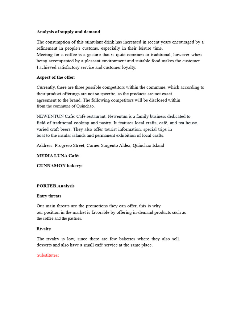 Analysis of Supply and Demand | PDF | Coffeehouse | Swot Analysis