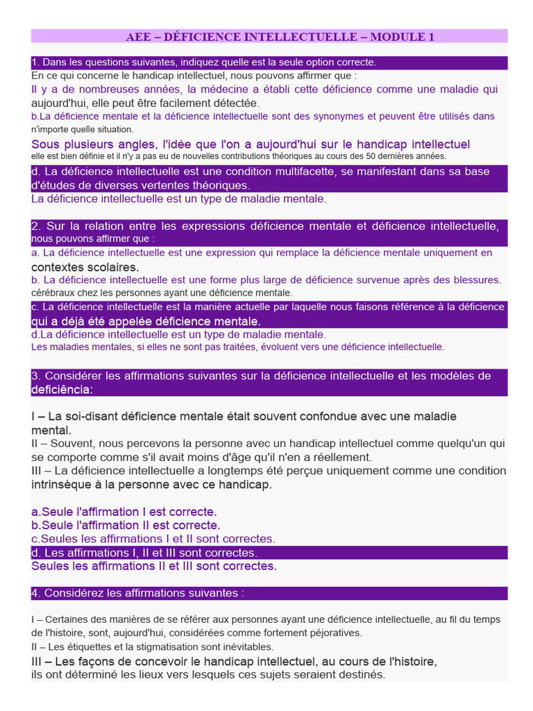 Comprendre la déficience intellectuelle | PDF | Handicap mental ...