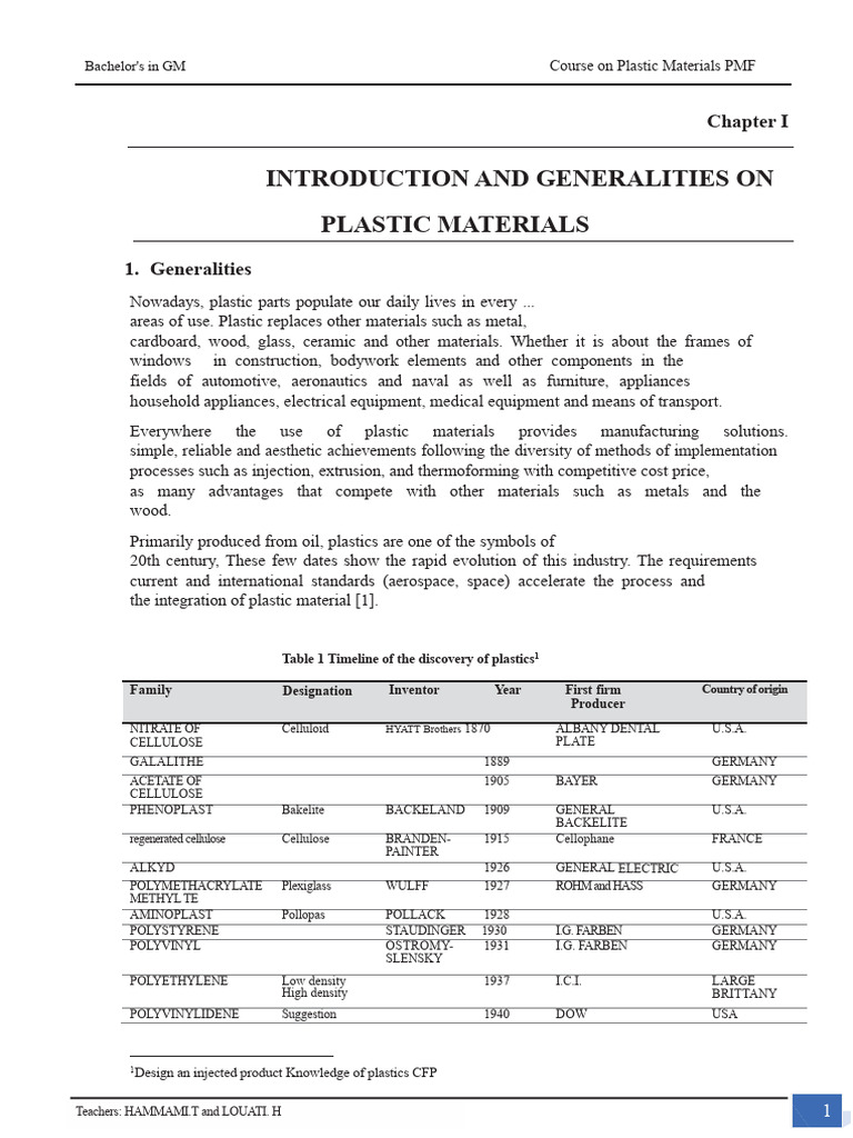 Introduction to Plastic Materials | PDF | Polymers | Thermoplastic