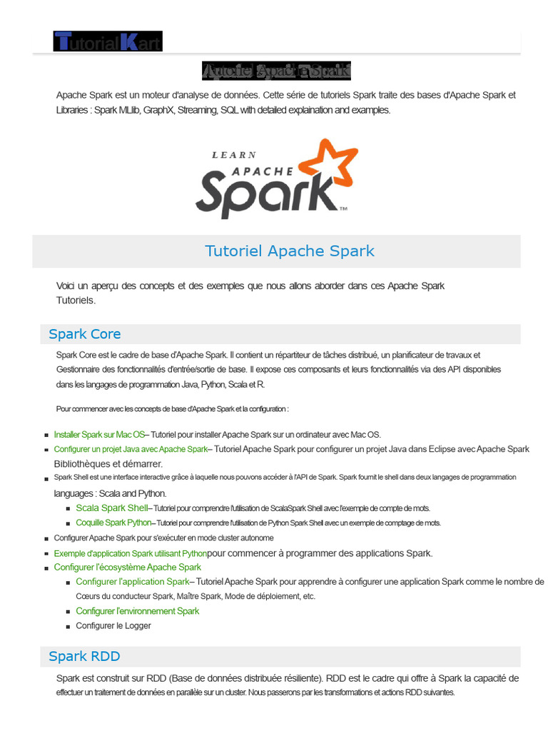 Tutoriel complet sur Apache Spark | PDF | Apache Spark | Apache Hadoop