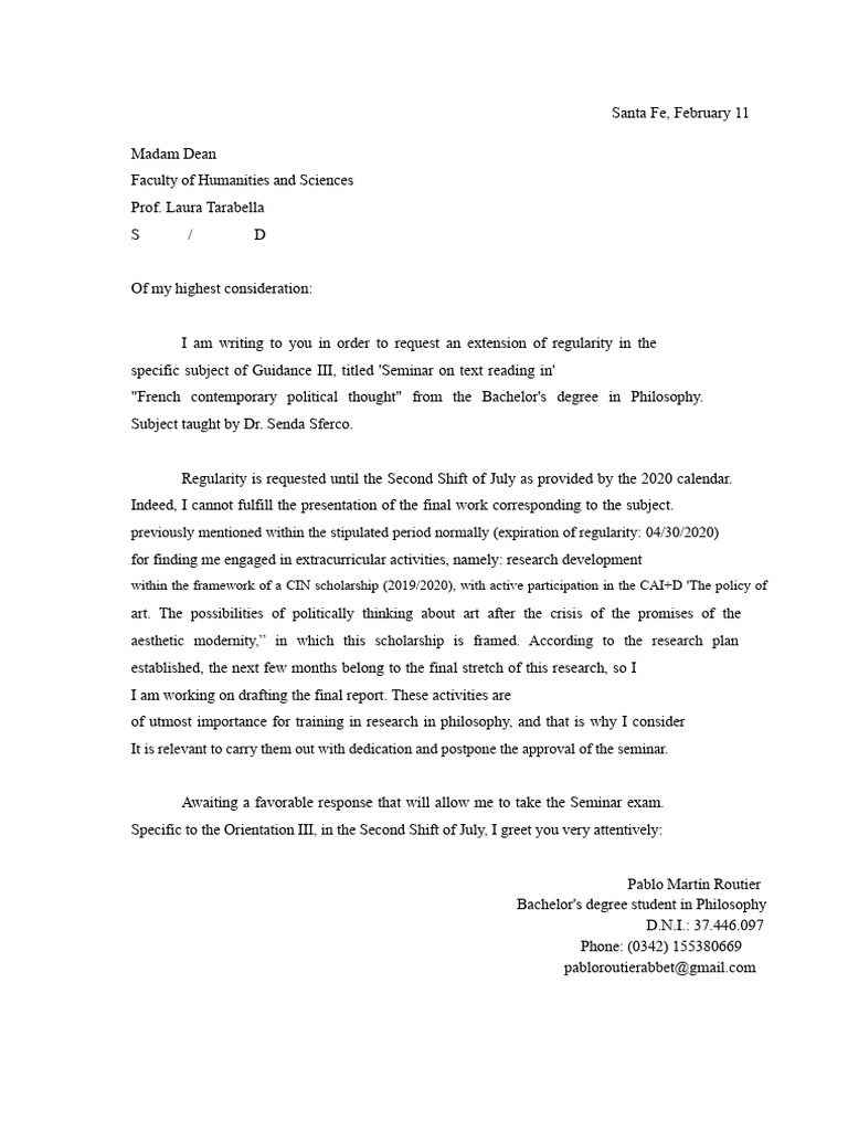 regularity extension letter.docx | PDF