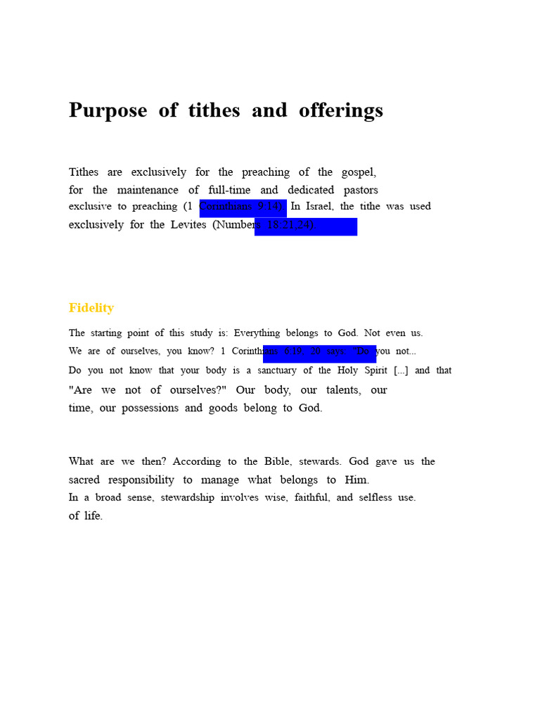 Understanding Tithes and Offerings | PDF | Tithe | God