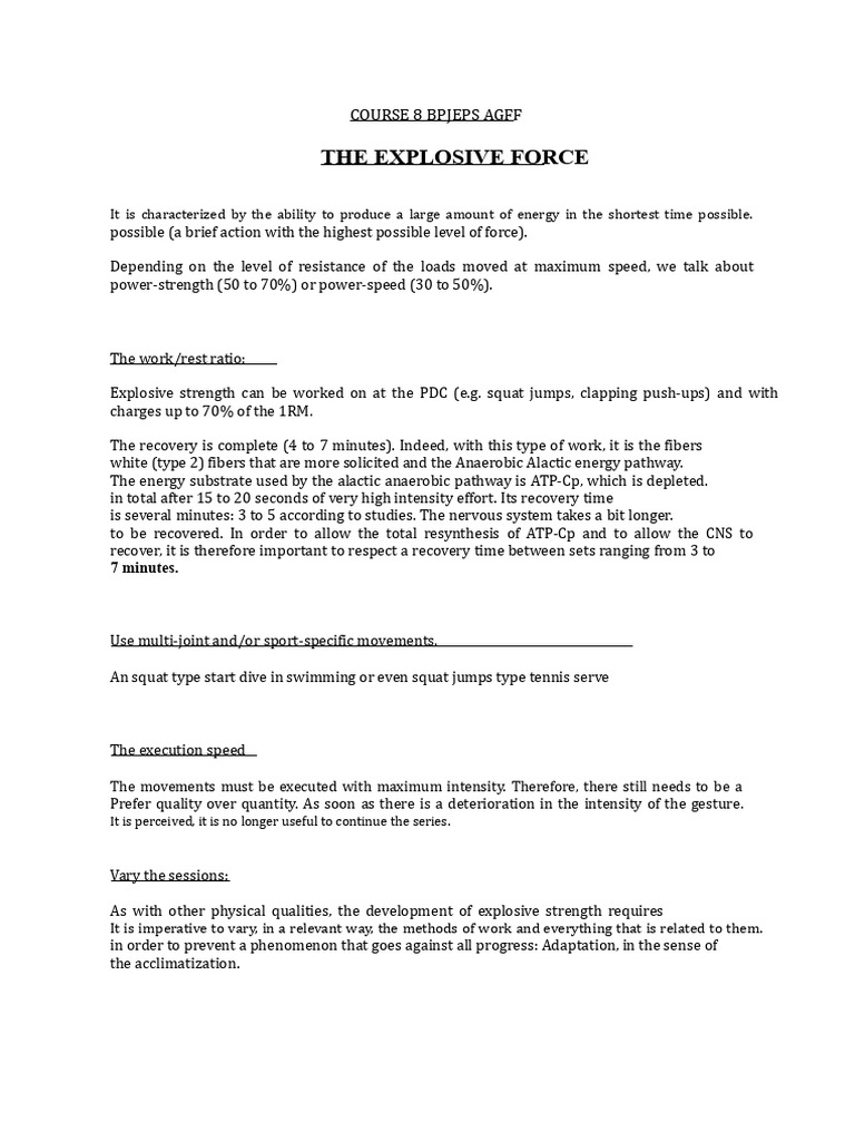 Explosive Strength Training Techniques | PDF | Muscle Contraction ...