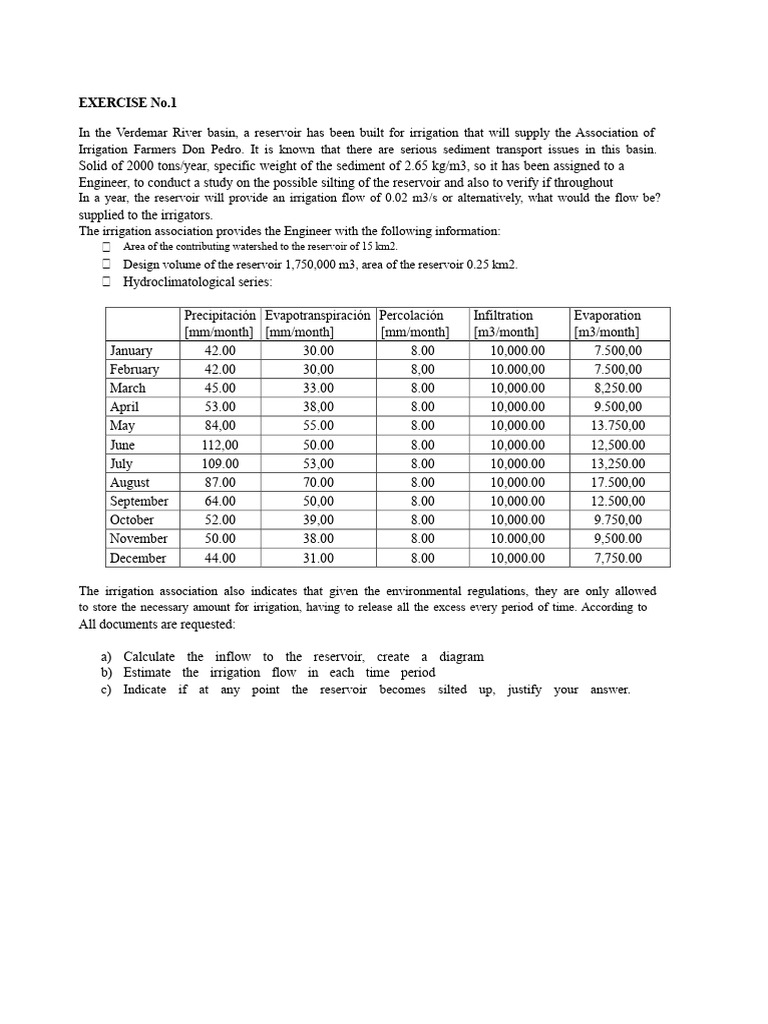 Exercise 1 Water Balance | PDF | Drainage Basin | Discharge (Hydrology)