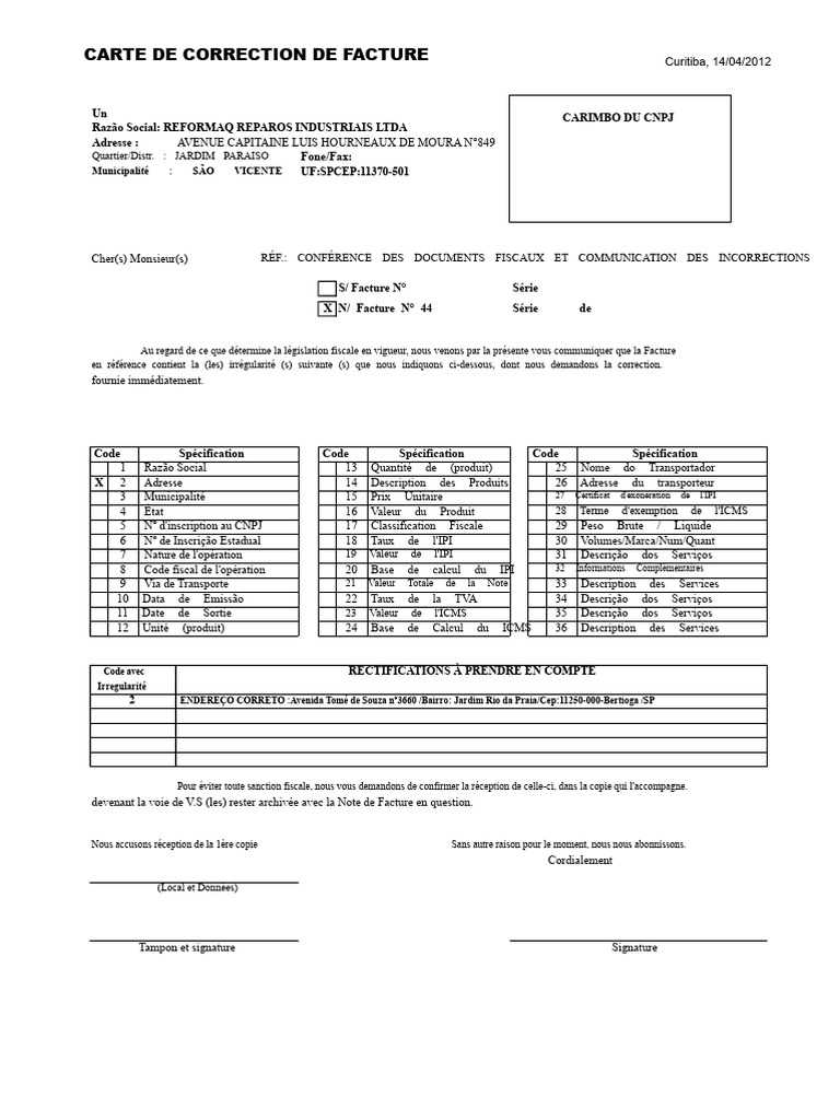 Lettre de correction | PDF