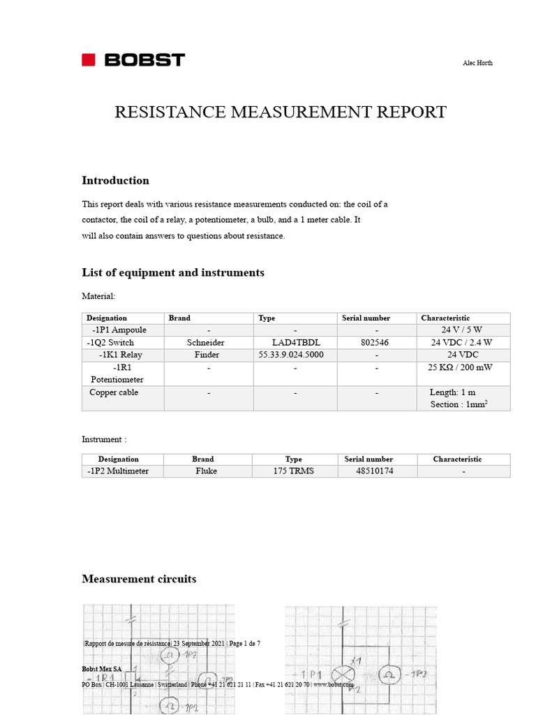 Resistance Measurement Techniques Report | PDF | Resistor | Voltage