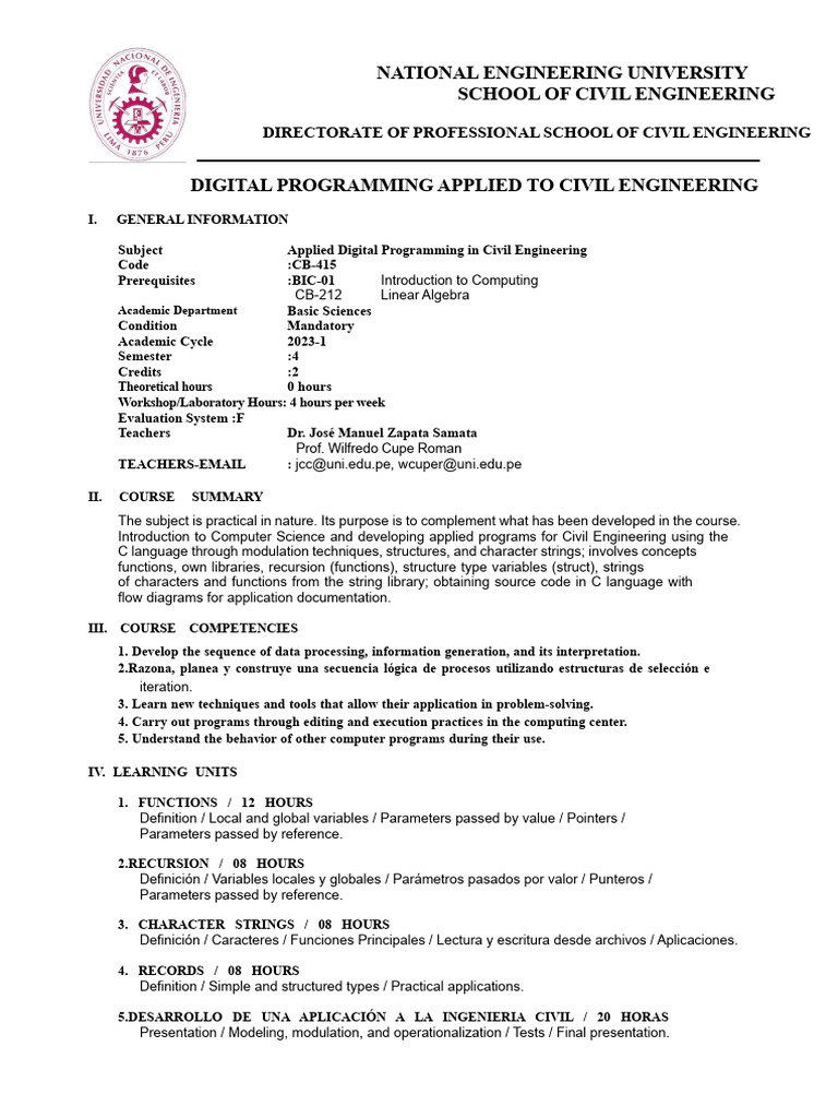 Applied Digital Programming in Civil Engineering | PDF | Engineering ...