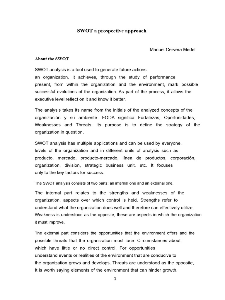 Prospective SWOT Analysis Guide | PDF | Swot Analysis | Strategic Planning