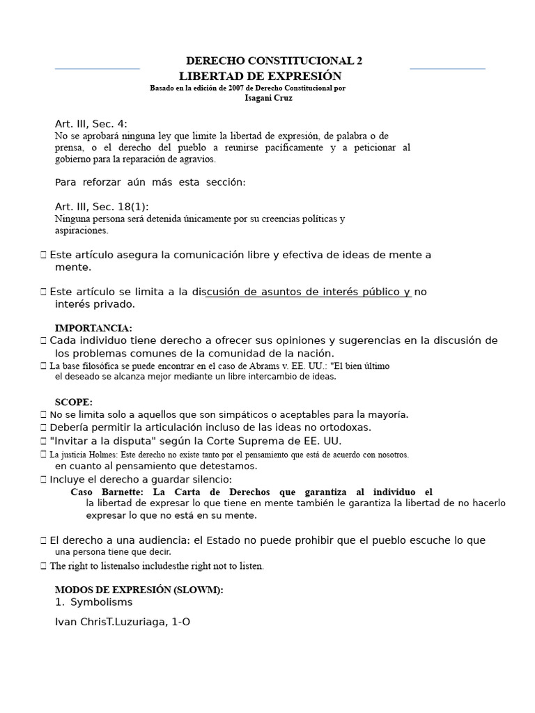 Libertad de Expresión en Derecho Constitucional | PDF | Libertad de ...