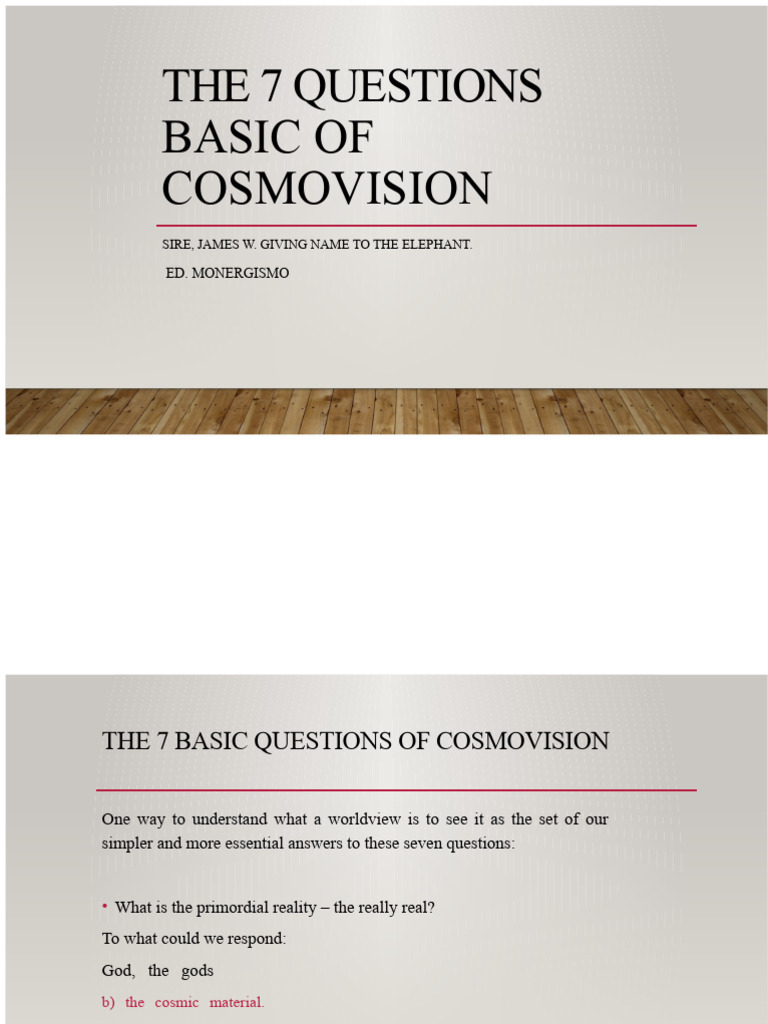 3.2 The 7 Basic Questions of Worldview | PDF