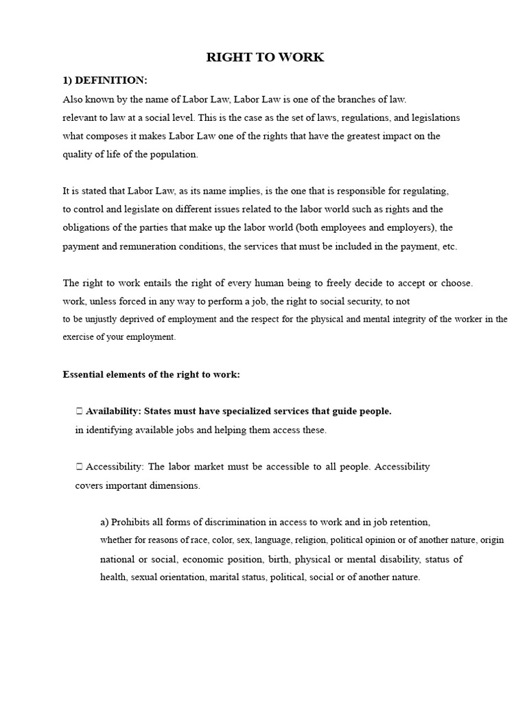 Understanding the Right to Work Laws | PDF | Employment | International ...