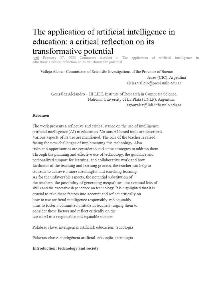 AI's Transformative Role in Education | PDF | Artificial Intelligence ...